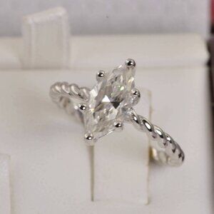 2ct GRA Certified Marquise Cut Moissanite Ring 925 Sterling sz 7